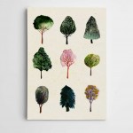 Renkli Ağaçlar Modern Kanvas Tablo