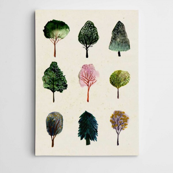 Renkli Ağaçlar Modern Kanvas Tablo