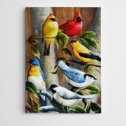 Renkler Kuşlar Modern Sanat  Kanvas Tablo