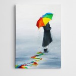 Şemsiye ve Yol Modern Sanat Kanvas Tablo