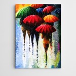Yağmur ve Şemsiyeler Modern Sanat Kanvas Tablo