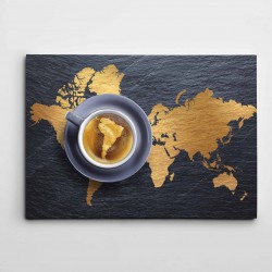 Kahve Dünya Haritası Modern Sanat Kanvas Tablo