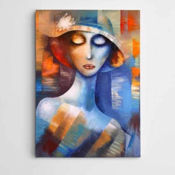 Şapkalı Kadın Portesi Modern Sanat Kanvas Tablo