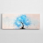 Mavi Ağaç Panoramik Kanvas Tablo