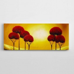 Kızıl Ağaçlar Panoramik Kanvas Tablo
