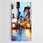 Sokak ve Işıklar Panoramik Kanvas Tablo