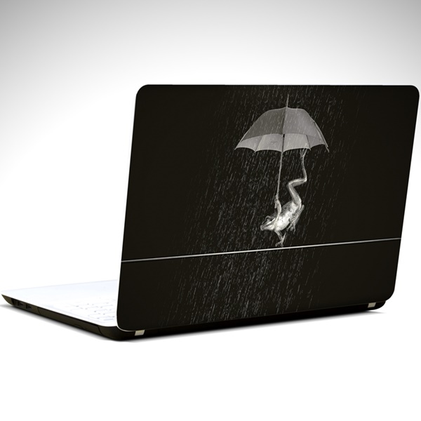 Şemsiyeli Kurbağa Laptop Sticker 