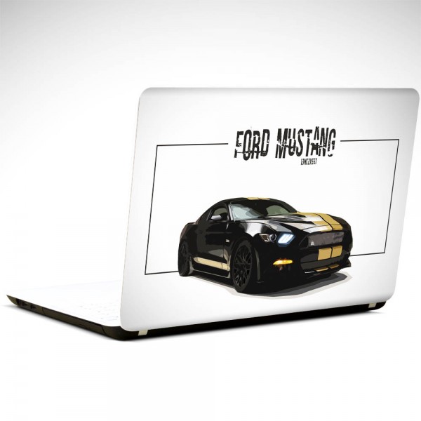 Mustang Siyah Laptop Sticker