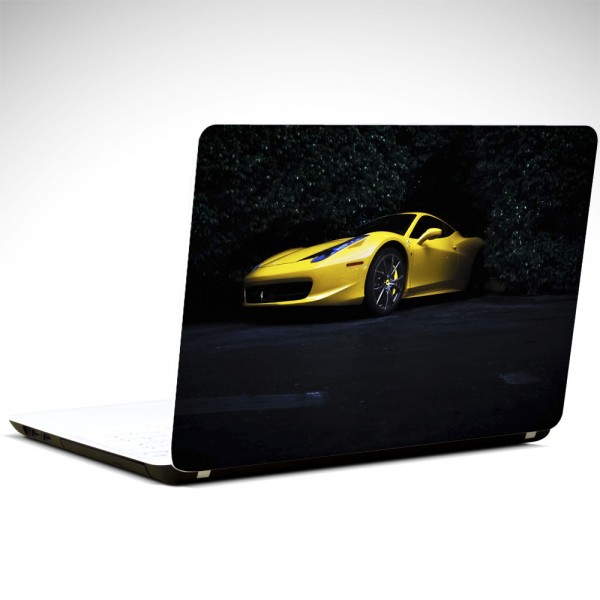 Sarı Ferrari Laptop Sticker