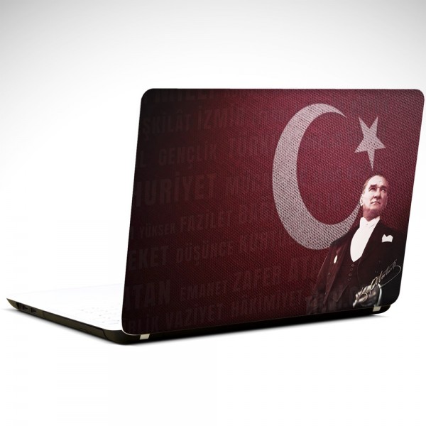 Atatürk Bayrak ve İmza Laptop Sticker