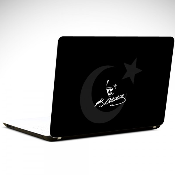 Atatürk İmza ve Bayrak Laptop Sticker