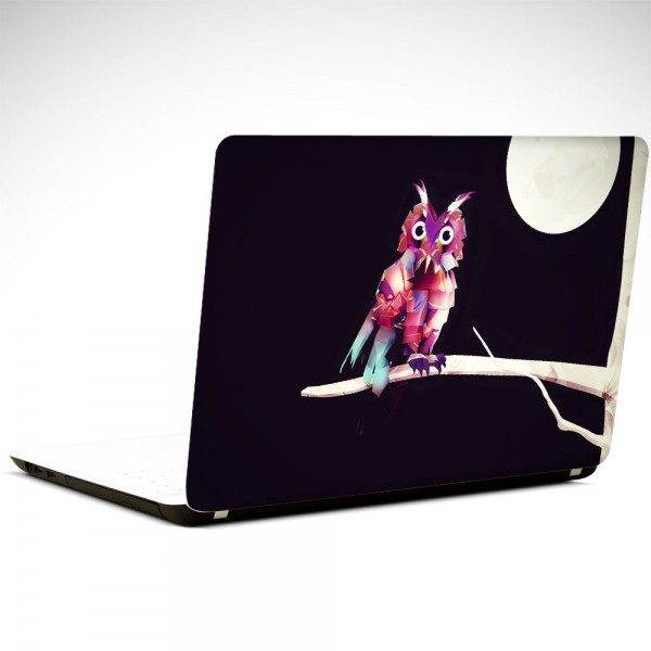 Baykuş Low Poly Laptop Sticker