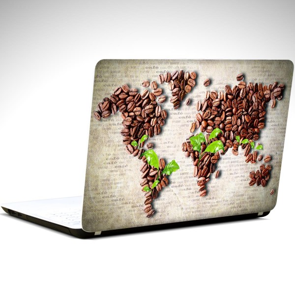 Kahve Dünya Haritası Laptop Sticker