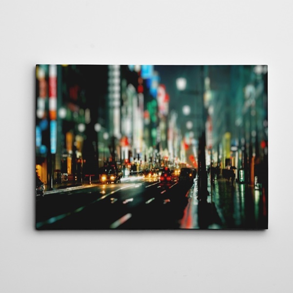 Renkli Sokak Işıklı Kanvas Tablo