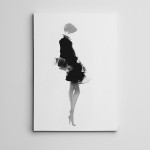 Siyah Elbiseli Kadın Mini Kanvas Tablo