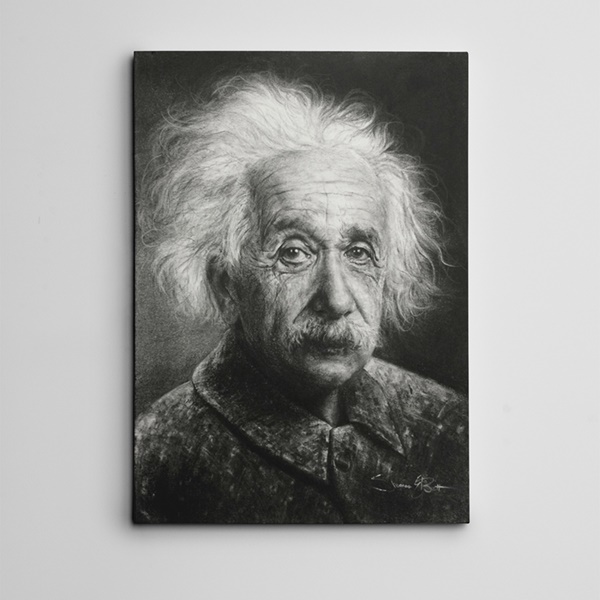 Albert Einstein Siyah Beyaz Kanvas Tablo