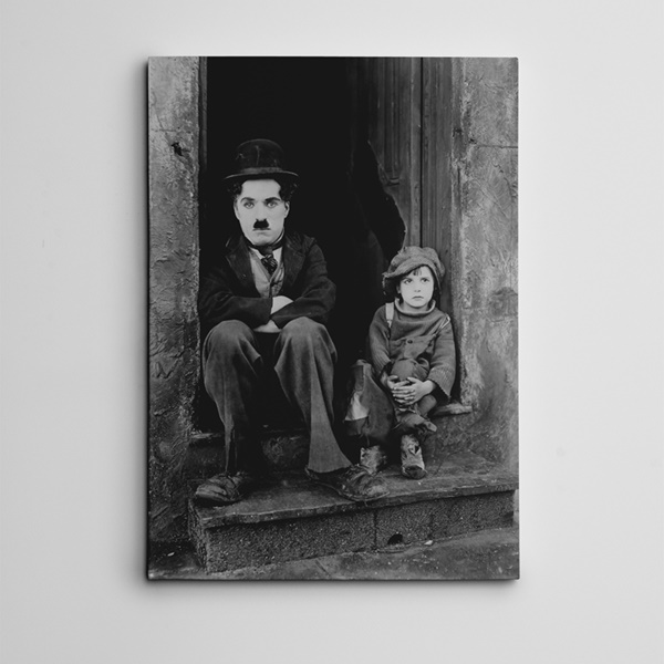 Charlie Chaplin Siyah Beyaz Kanvas Tablo