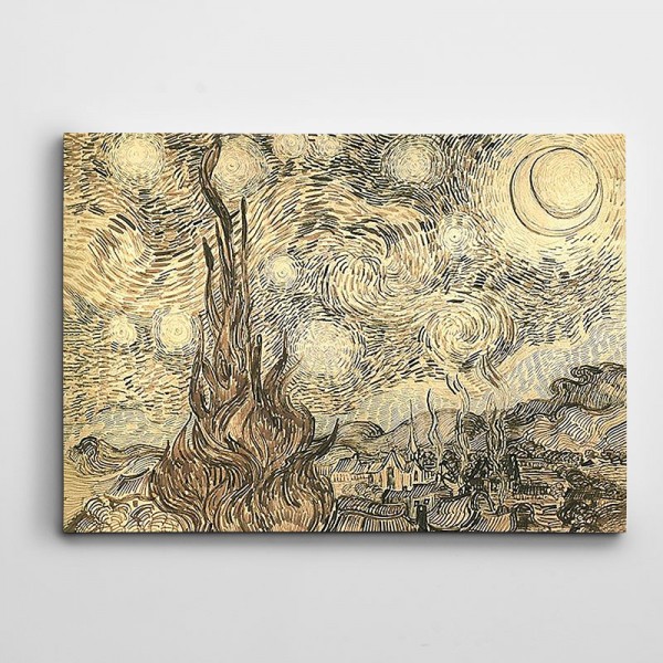 Vincent Van Gogh Starry Night Drawing Kanvas Tablo
