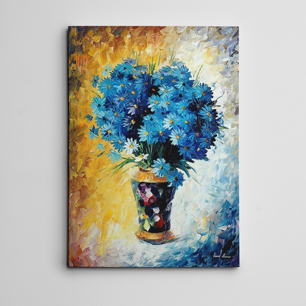 Mavi Çiçekler Yağlıboya Reprodüksiyon Kanvas Tablo
